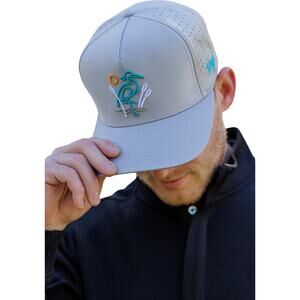 Waggle Great Blue Heron Snapback Hat, Golf Cap, Light Grey, NWT